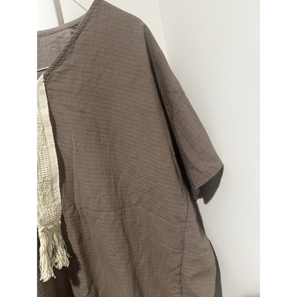Mirth Women's Brown Cotton Gauze Tunic OS Boho Kaftan Top Earthy Natural India - Picture 6 of 10